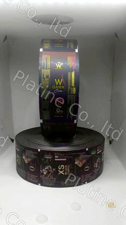 ตัวอย่างฟิล์มม้วนสำหรับบรรจุสินค้า พิมพ์ลายตามแบบ #5 โดยโรงงานรับผลิตซอง Platinum Packing